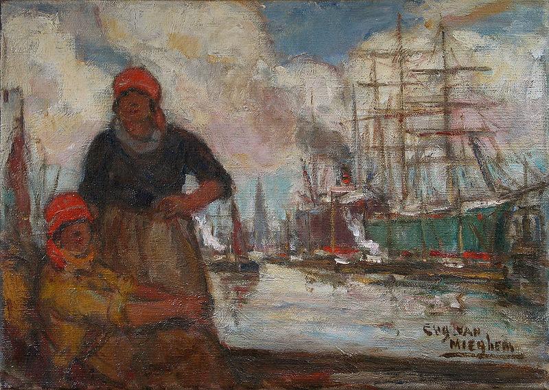Eugeen Van Mieghem Women of the docks china oil painting image